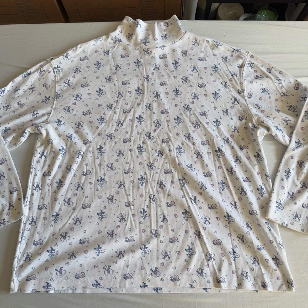 Vtg Fashion Bug Snowman Christmas Holiday Mock Neck Long Sleeve Top Size 18/20 - Picture 3 of 15